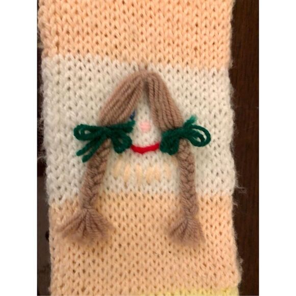 Vintage Handmade Knit Child’s/Small Scarf with Fringe, crocheted girl and boy fa - Picture 10 of 16